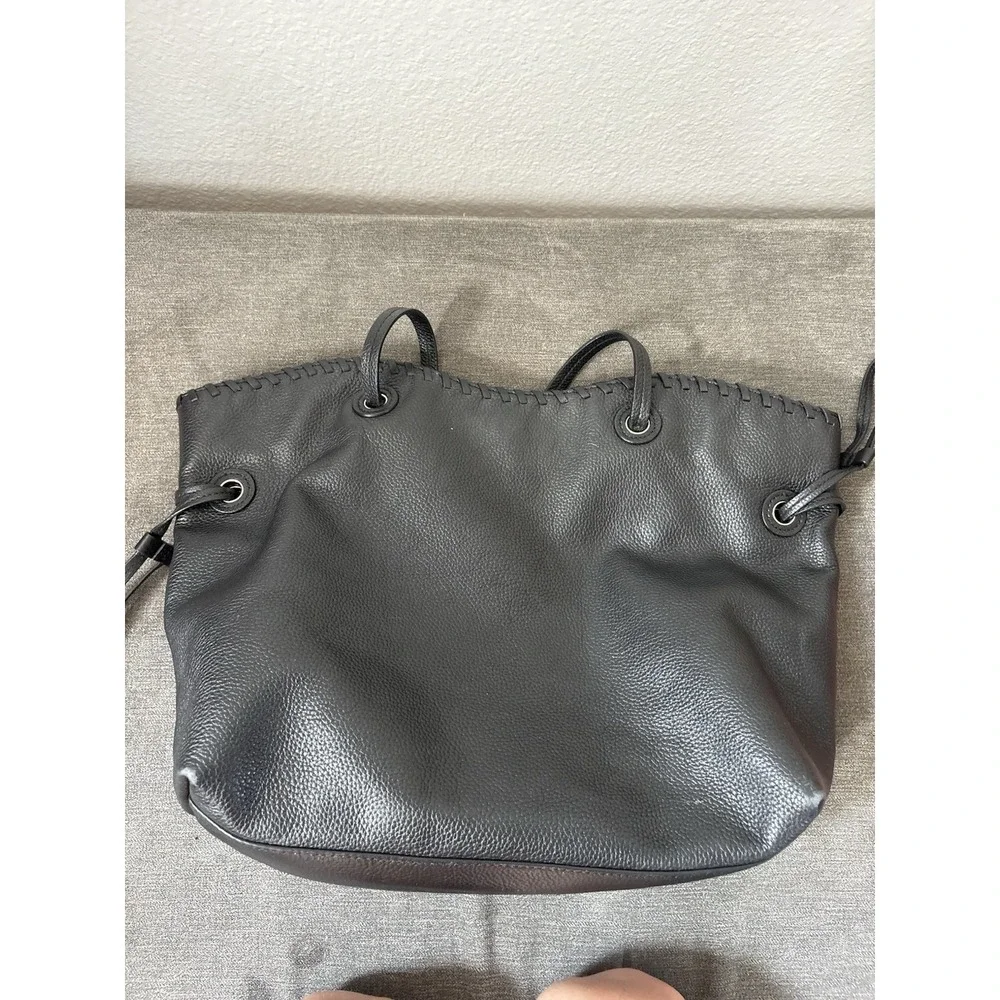 Tory Burch Marion Black Leather Slouchy Tote With Gold Hardware
